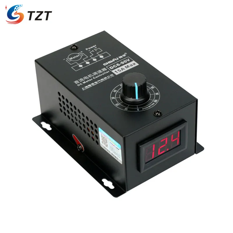 

Регулятор скорости двигателя TZT постоянного тока, 6-90 в, модуль ШИМ, 15 А, цифровой контроллер, дисплей переключателя с изоляционной оболочкой