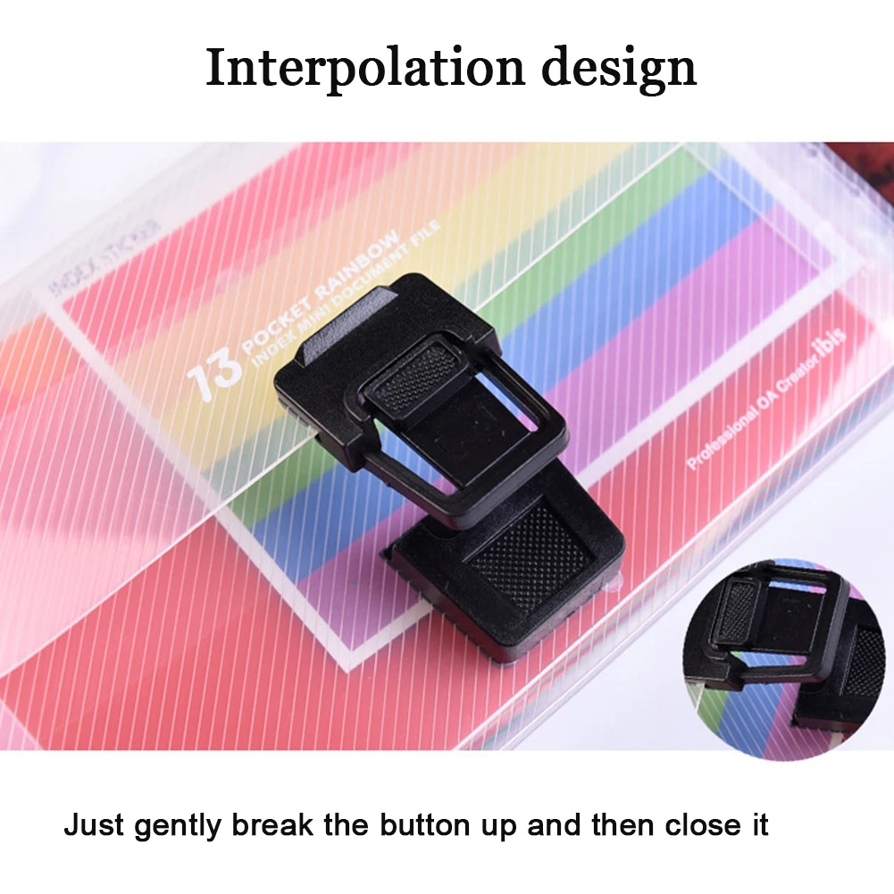 Storage Portable A6 Accordion Office File Folder Rainbow Innner 13 Pockets Organizer Expandable School Buckle PP Document |