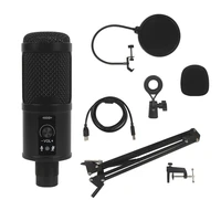 wired usb microphone condenser mic with usb cable adjustable suspension scissor arm stand pop filter windscreen