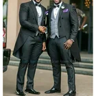 Новейшие Модные утренние костюмы для свадьбы облегающий костюм для лучшего Мужчины костюм для жениха смокинг Блейзер жилет брюки комплект из 3 предметов пальто