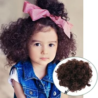 synthetic afro puff short afro kinky hair bun high temperature drawstring pony tail clip in hair extensions natural black