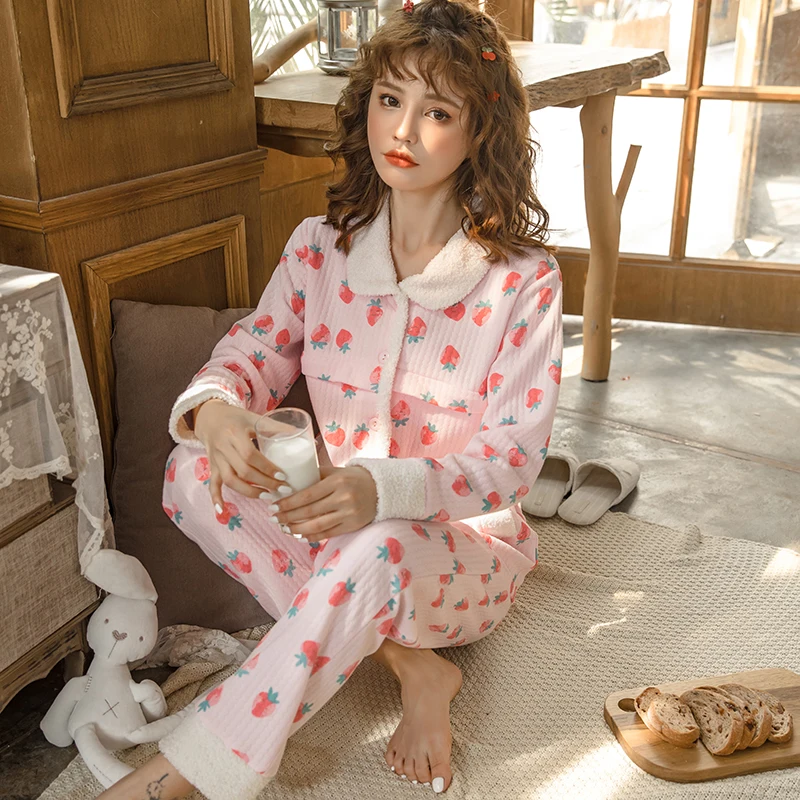 Пижамный комплект для беременных хлопковый кардиган + брюки одежда сна кормящих