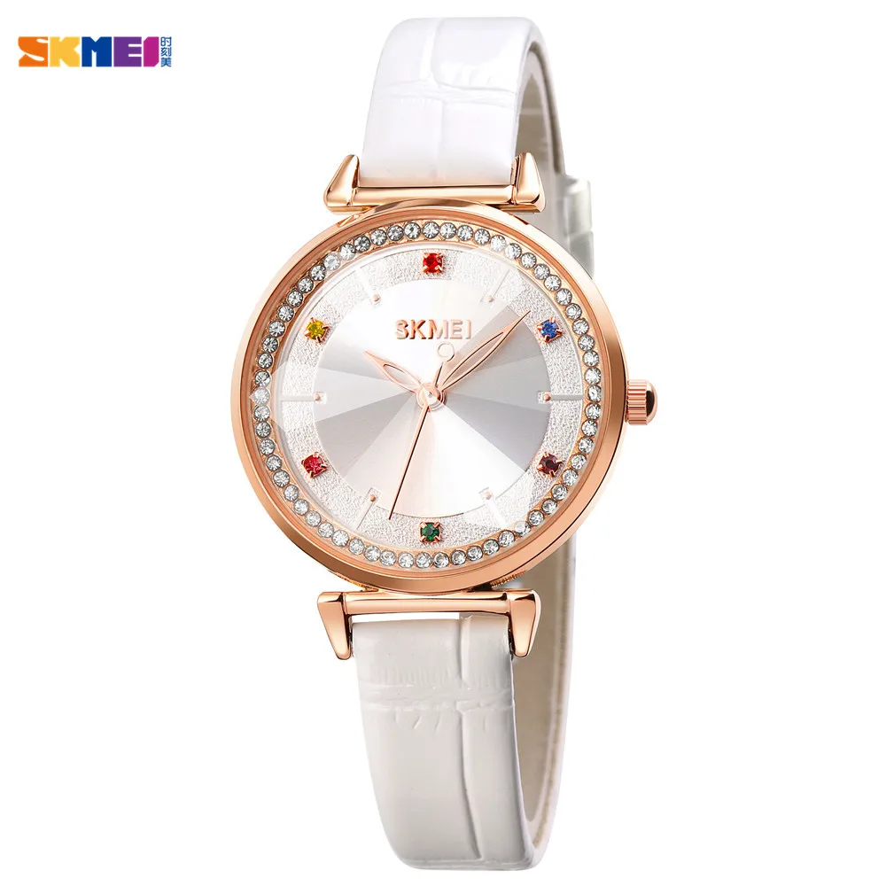 SKMEI 1780 Top Brand Luxury 2021 Genuine Leather Women Watch Elegant Ladies Quartz Wristwatches Relogio Feminino Female Clock