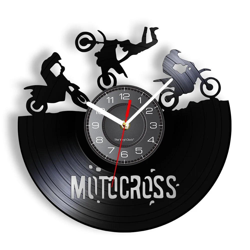 Extreme Freestyle Motocross Vinyl Record Clock Dirt Bike Motorcycle Home Decor Wall Watch Racing Bike Sport Artwork Crafts Clock