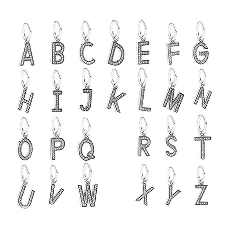 

Slide Chain Necklaces Pendants Capital Letter Charms Beads For Women Silver 925 Original Fine Jewelry Zircon Stone Trinkets 2021