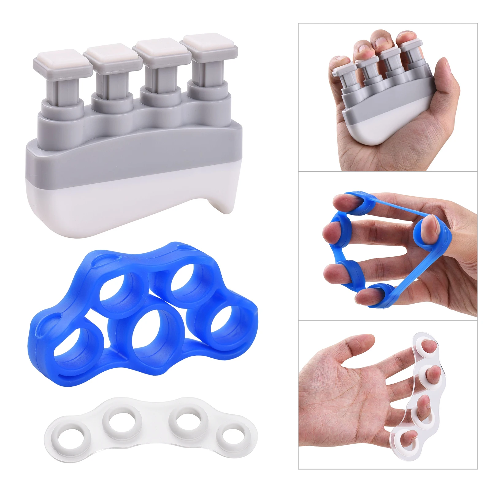 

Hand Exerciser Set with Finger Exerciser + Finger Spliter + Silica Gel Tensioner Fingers Exercise Tool for Guitar Violin Piano