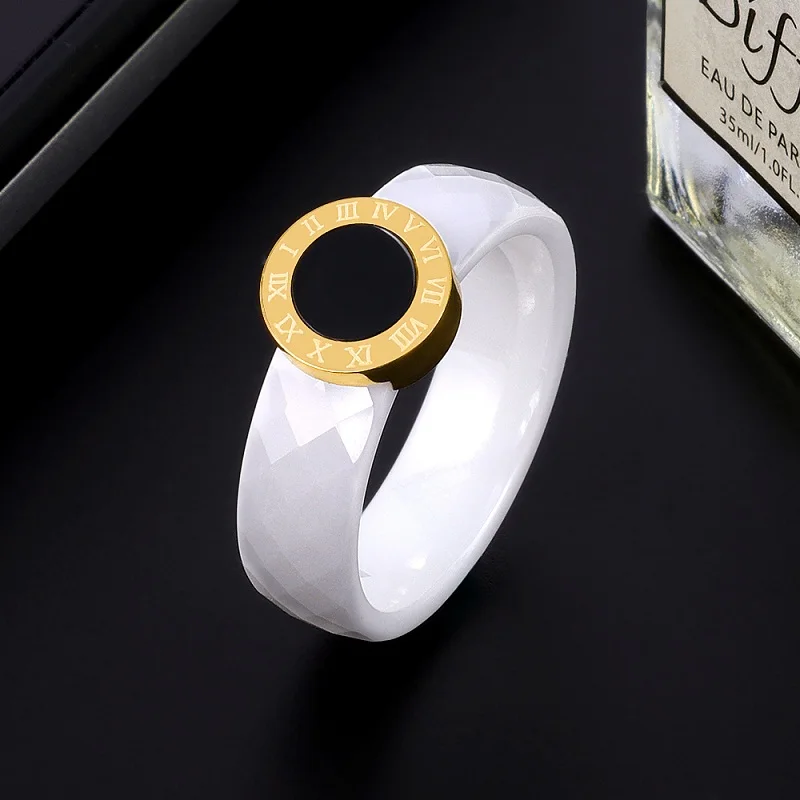 Фото Модное простое белое керамическое кольцо для укладки 3 цвета нечувствительные