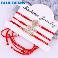 bohemia bracelets tree of life women with braided rope beaded evil eye charm bracelets crystal adjustable heart fashion lucky