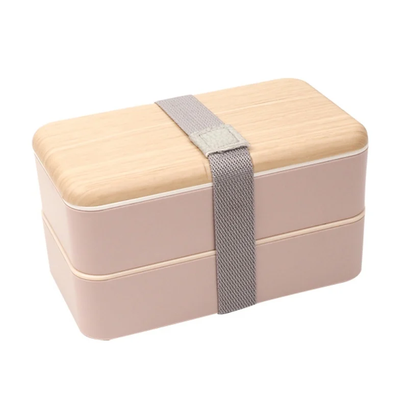 Rectangular Pink Новая двухслойная Студенческая коробка для завтрака пластиковая коробка для бенто портативный герметичный контейнер для хранения еды контейнер - Color: Rectangular Pink