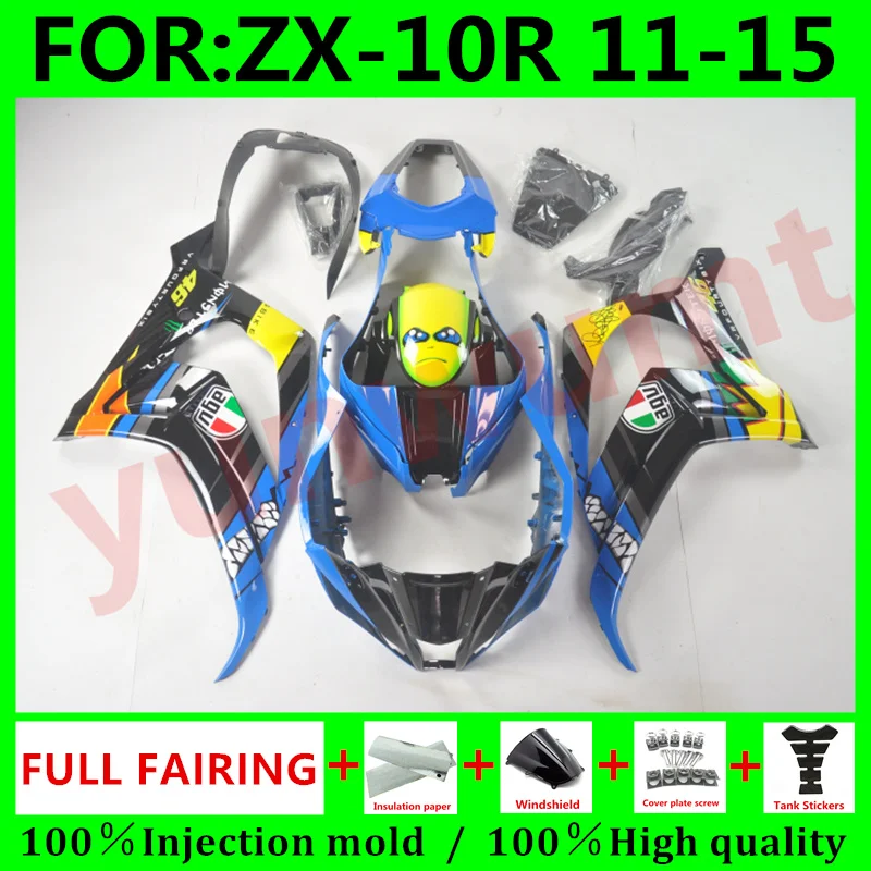 

Motorcycle ABS 100％ Injection mold Full Fairings For Kawasaki ZX-10R ZX10R 2011 - 2015 11 12 13 14 15 Fairing Kits blue shark