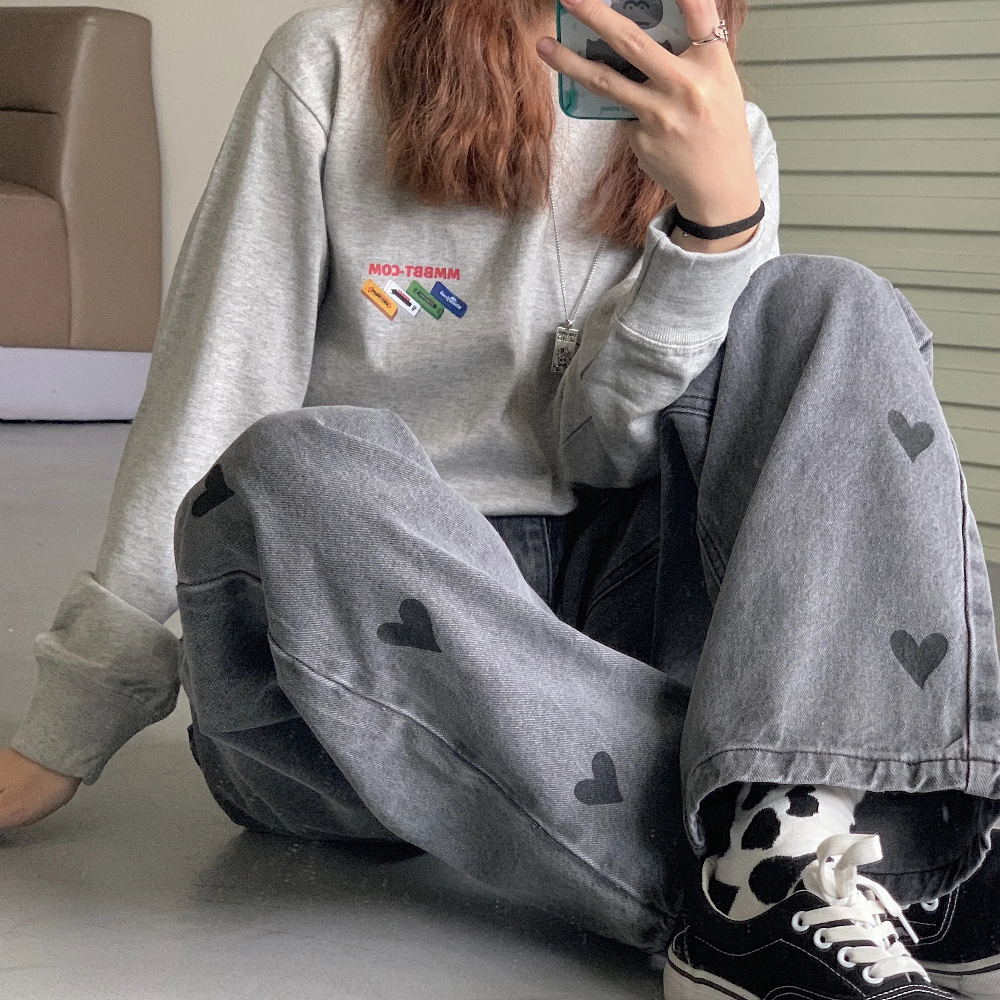 Синие джинсы новинка 2021 свободные тонкие широкие брюки модные прямые с высокой