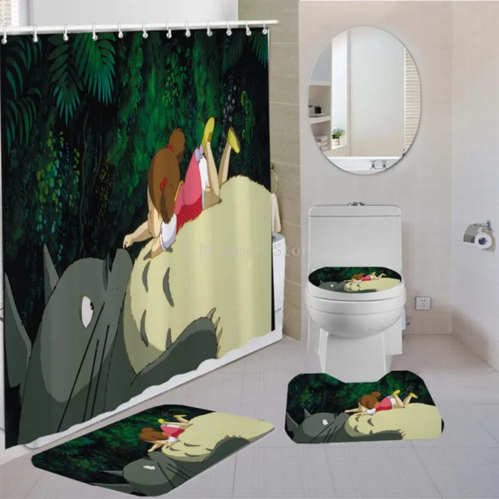 

Custom Anime High Quality My Neighbor Totoro Shower Curtain Waterproof Bathroom Polyester Fabric Bathroom Curtain