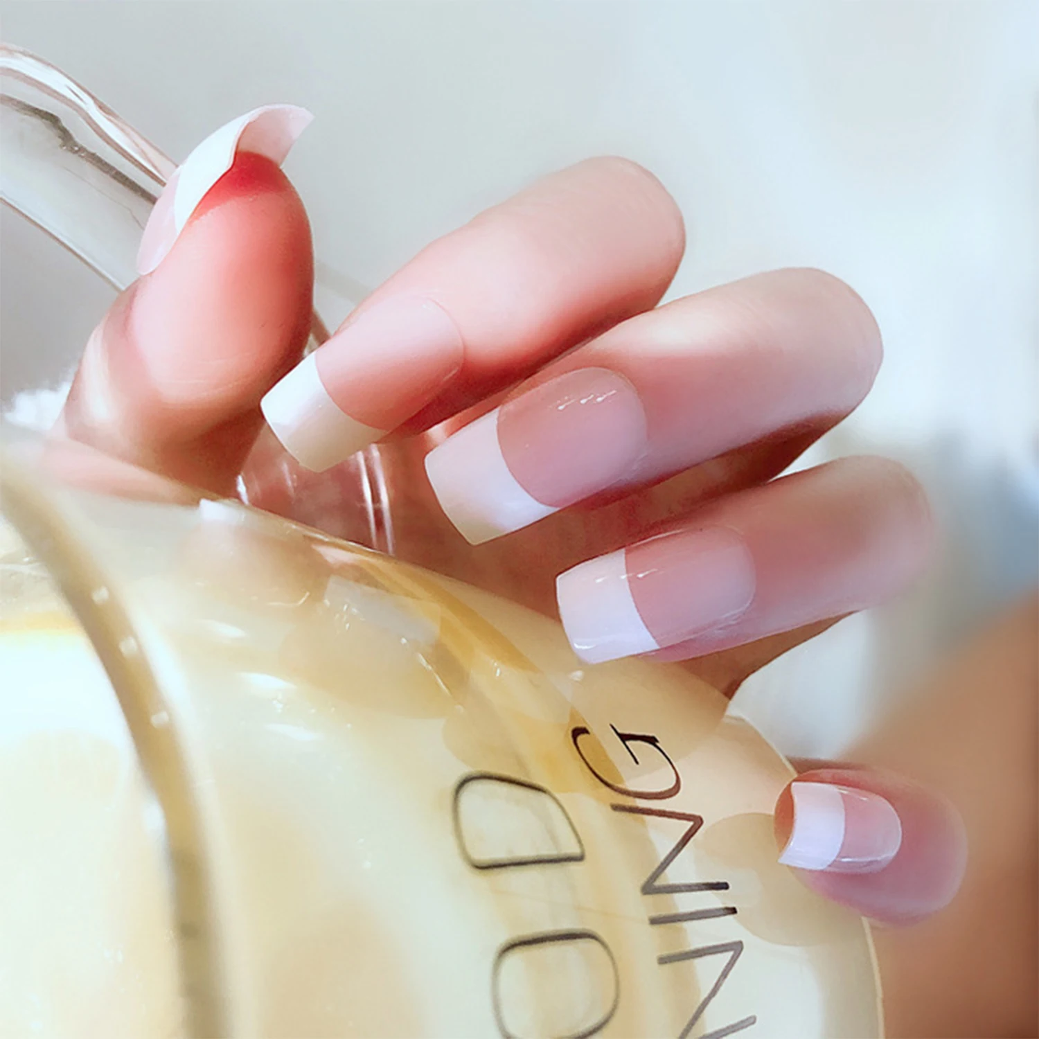 Накладные ногти для женщин с французскими балеринами свадебные искусственные