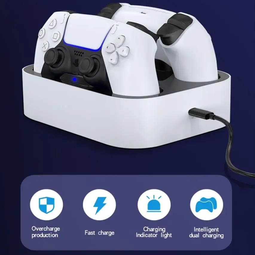 

New Wireless Controller Two-seater Fast Charging For PS5 Game Controller Accessories Contact Type Charger For PS5 Accessories