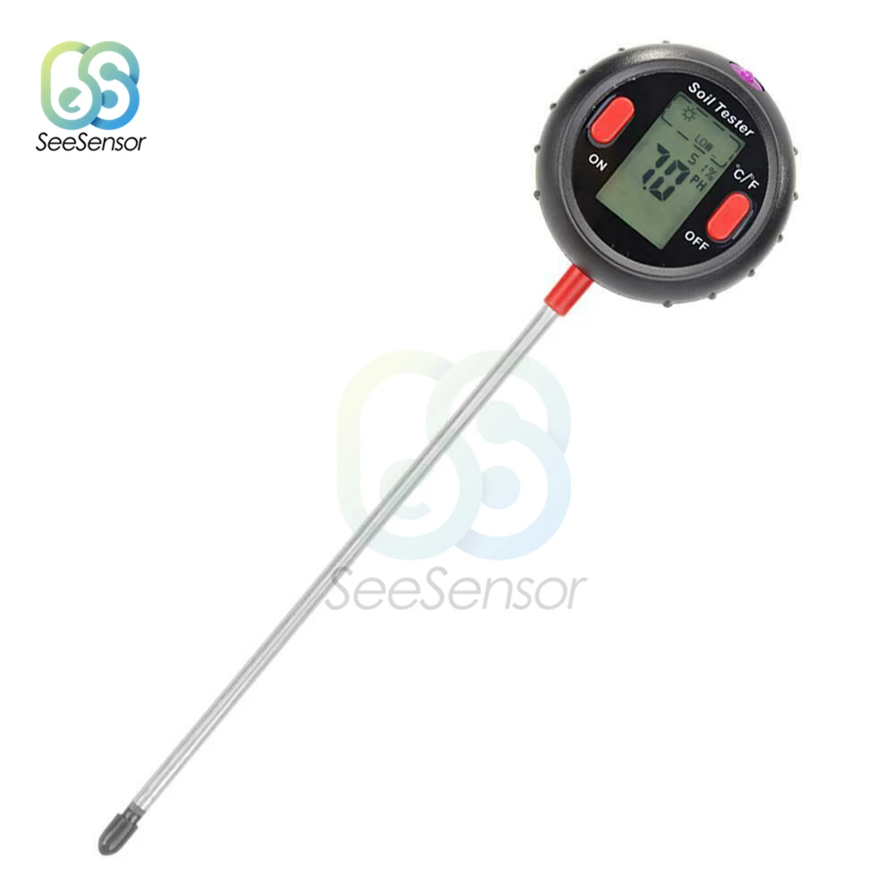 PH метр 5 в 1 цифровой с монитором влажности почвы измеритель температуры и