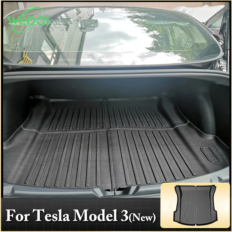 WEDOI All Weather 3D Trunk Mat  Customized for 2021 Tesla Model 3 Water-Proof Rear Cargo Liner