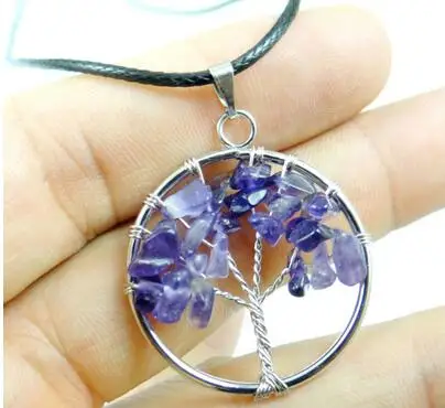 Натуральный камень подвеска в виде дерева мудрости 7 чакр кварцевый кристалл