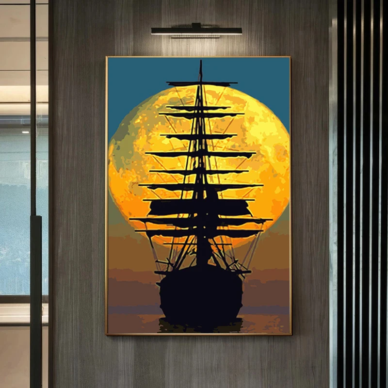 Абстрактные скандинавские постеры с изображением корабля и океана заката