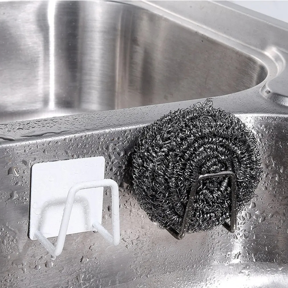 

Kitchen Stainless Steel Sink Sponges Holder Self Adhesive Drain Drying Rack Kitchen Wall Hooks Accessories Storage Organizer