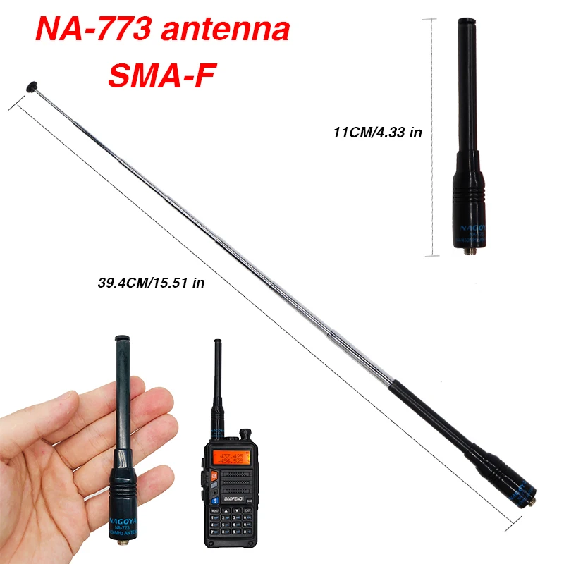nagoya na 773 sma female vhf uhf dual band flexible walkie talkie antenna for kenwood baofeng uv 5r uv 82 bf 888s uv 8d uv 6r free global shipping