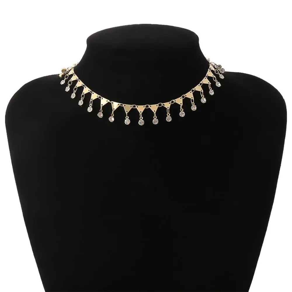 

Boho Fashion Minimalist Tassel Butterfly Triangle Rhinestone Bead Necklace for Women's Neck Collar Party Jewelry Gift