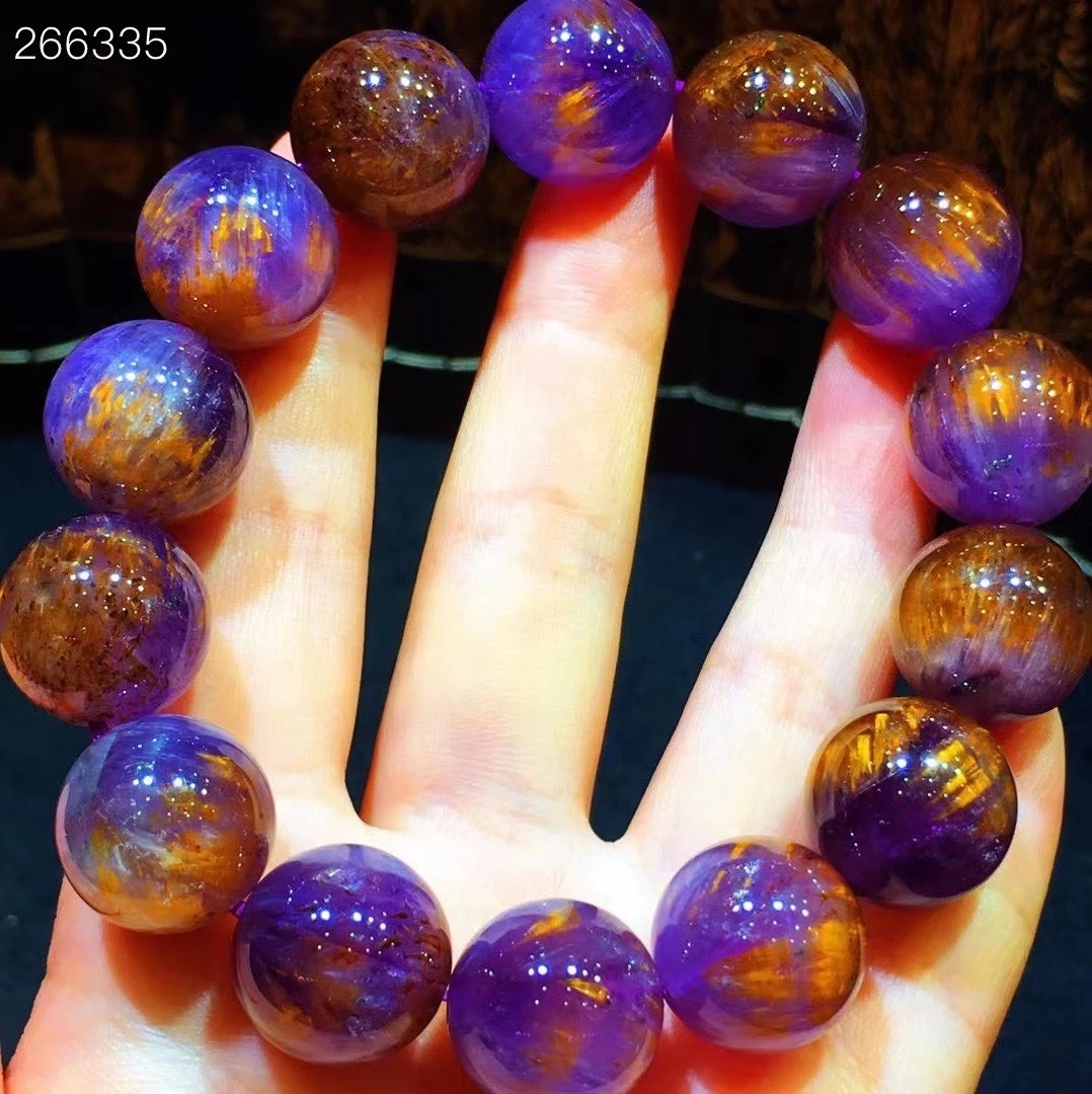 

Браслет из натурального какоксенита, 16 мм, с круглыми бусинами