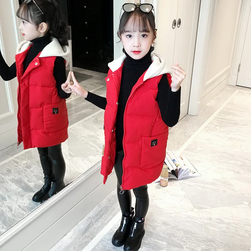 

Children Thick Warm Sleeveless Hoodies Kids Casual Sport Winter Cotton Waistcoat Girls Fashion Vest Jacket 5 6 7 8 9 10 11 12 13