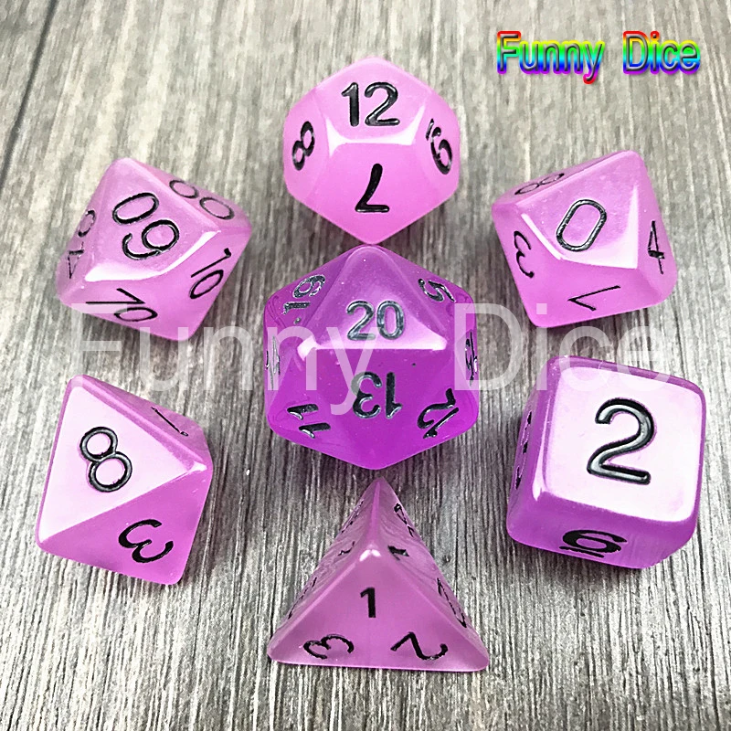 7 шт./лот высокое качество светится в темноте RPG набор цифровых игральных костей D4