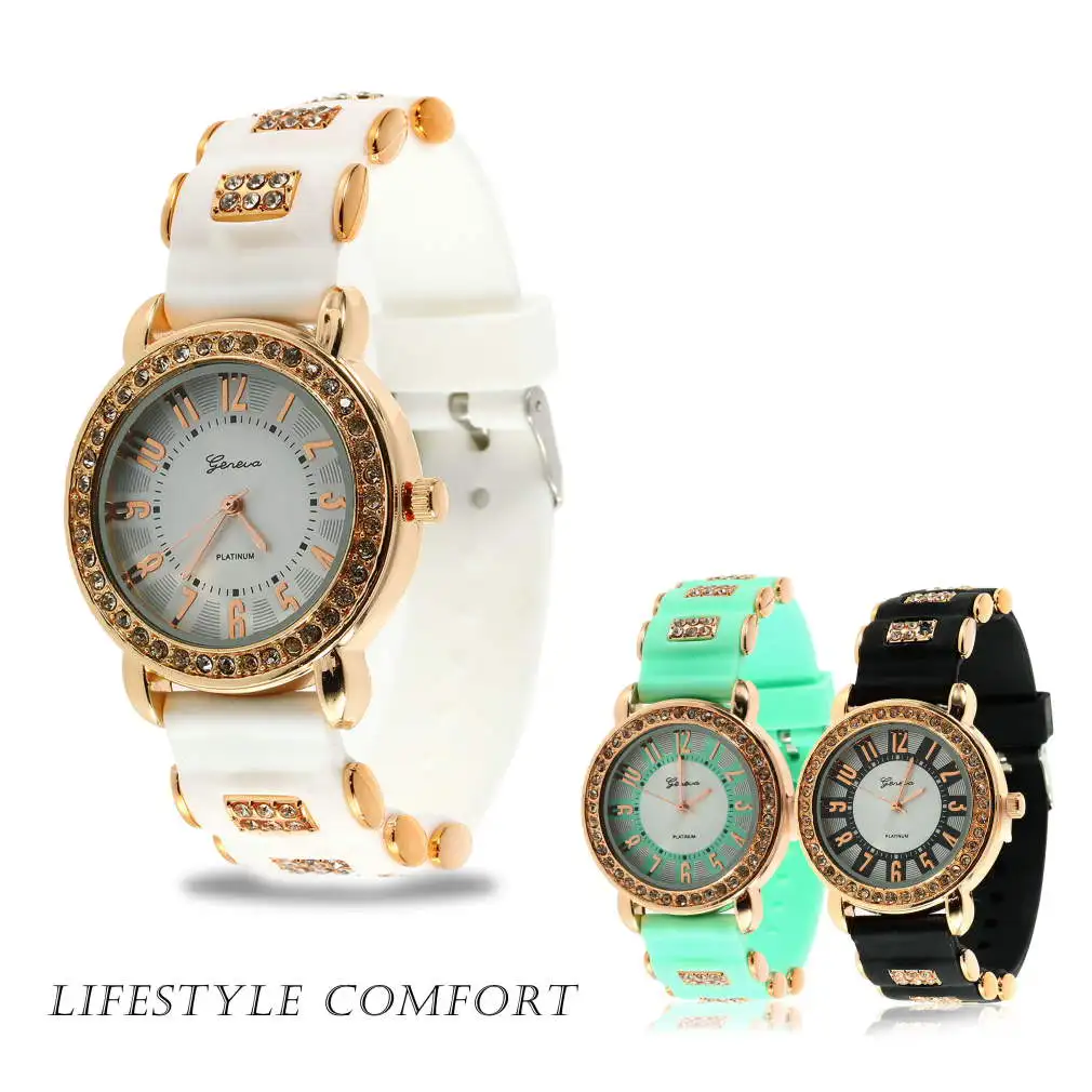 Новые модные 1 шт. блестящие золотые женские кварцевые Силиконовые наручные часы