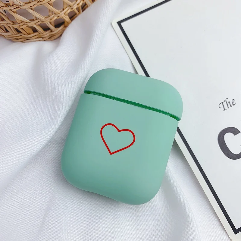 YBD Модный чехол с рисунком маленького сердца для AirPods Air pod Series 1 2 Жесткий Чехол для ПК чехол для Apple Airpods чехол Coque Funda - Цвет: Cyan Heart