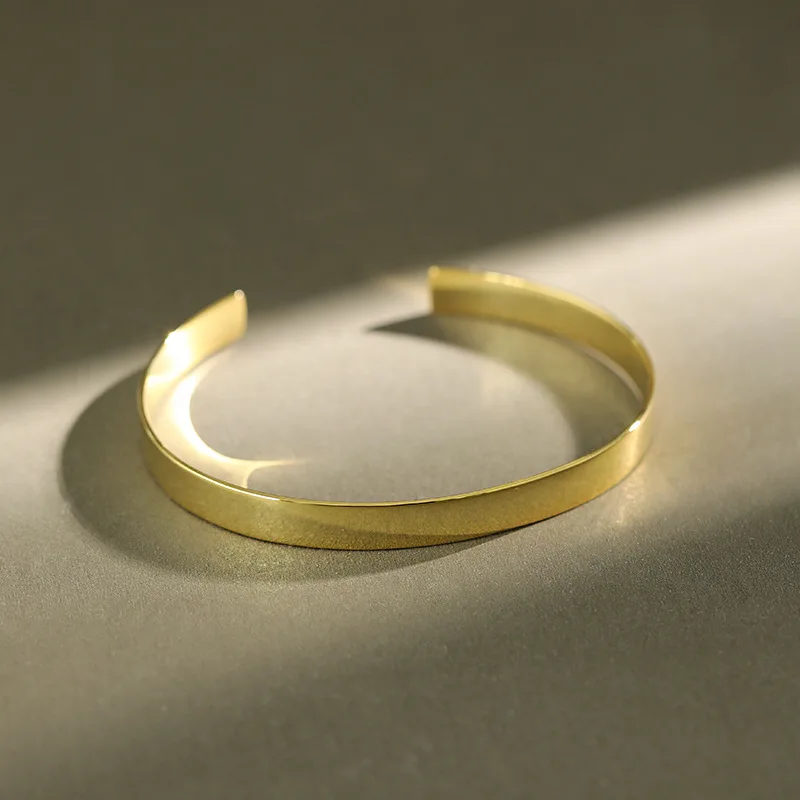 

Женский браслет из 100% стерлингового серебра 925 пробы, простой золотистый браслет на запястье, ювелирное изделие