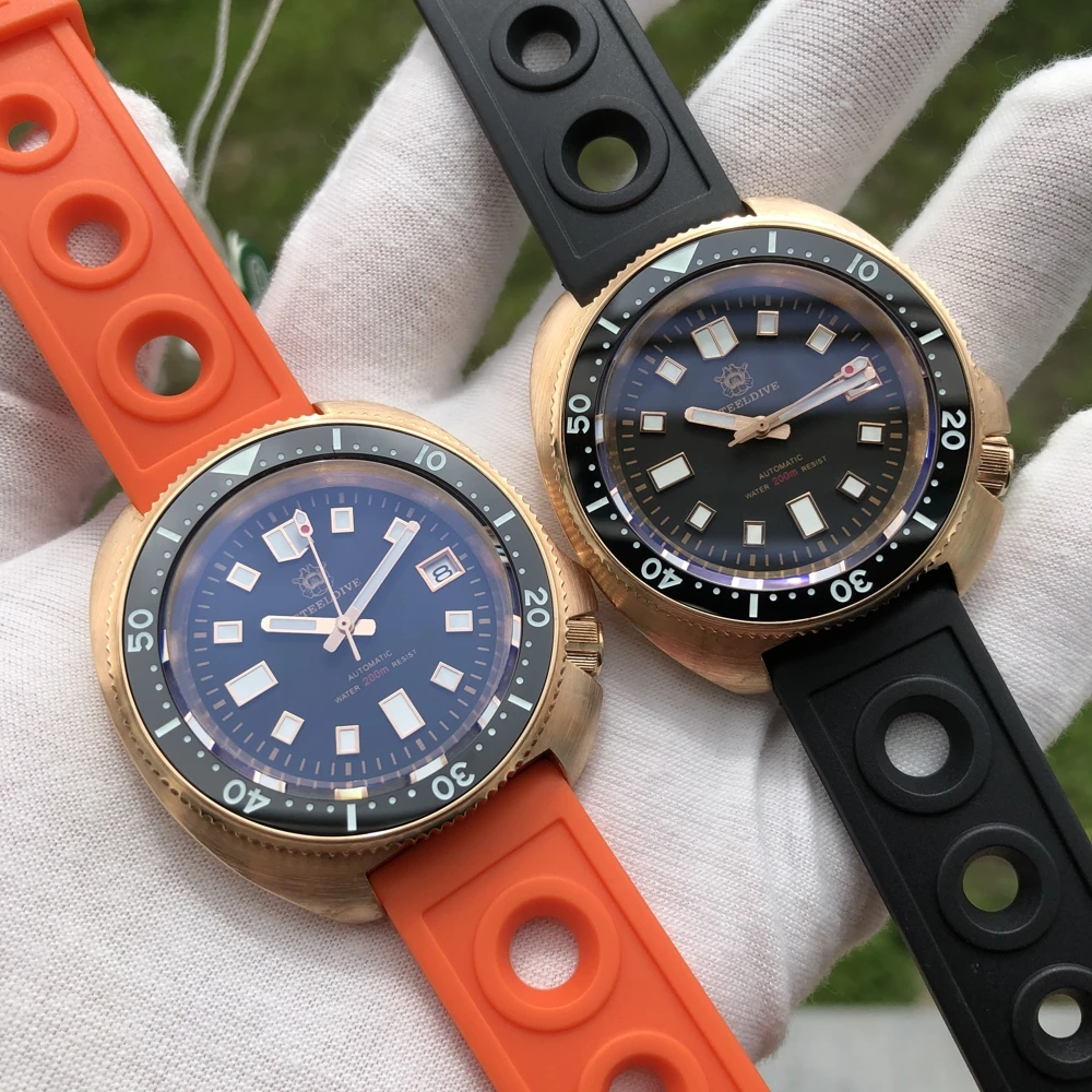 Часы STEELDIVE 1970S CuSn8 Оловянное керамическое кольцо бронза 200 м часы для дайвинга с