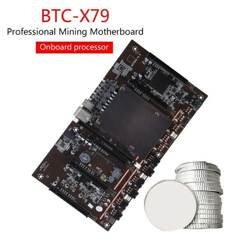 Материнская плата X79 H61 BTC для майнинга поддержка 5X PCI-E 3060 3070 3080 GPU с процессором E5