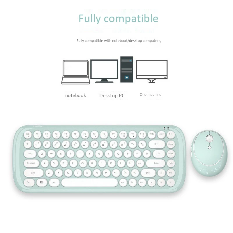 

Wireless Keyboard and Mouse, Suitable for Windows, Laptops, Pcs, Mint Green 2.4G Silent Small Keyboard and Mouse
