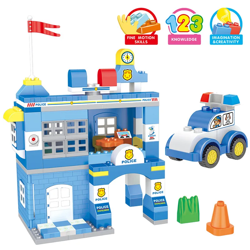 137 шт. Детский конструктор полиция|Блочные конструкторы| |