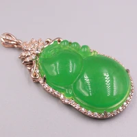 new 18k gp with green chalcedony pendant water drop bean zircon pendant best gift 58x28mm