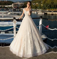 2021 vintage boho wedding dress cap sleeves vestido noiva robe de mariee backless with sweep train bridal gowns customed
