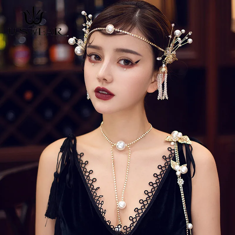 Роскошная золотая заколка для волос ручной работы из сплава циркония повязка на