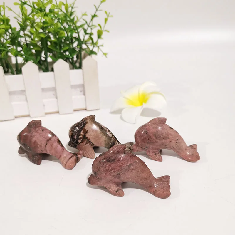 Оптовая продажа с фабрики 2 дюйма Родонит в форме дельфинов кварцевые для