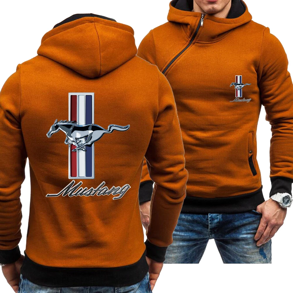 

spring autumn Men's new Mustang casual fashion Sweatshirt hooded cardigan jacket HipHop Harajuku Male Clothing