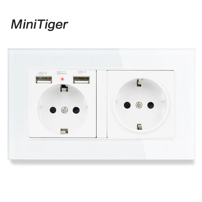 Скрытая мягкая стеклянная панель со светодиодным индикатором и 2 USB