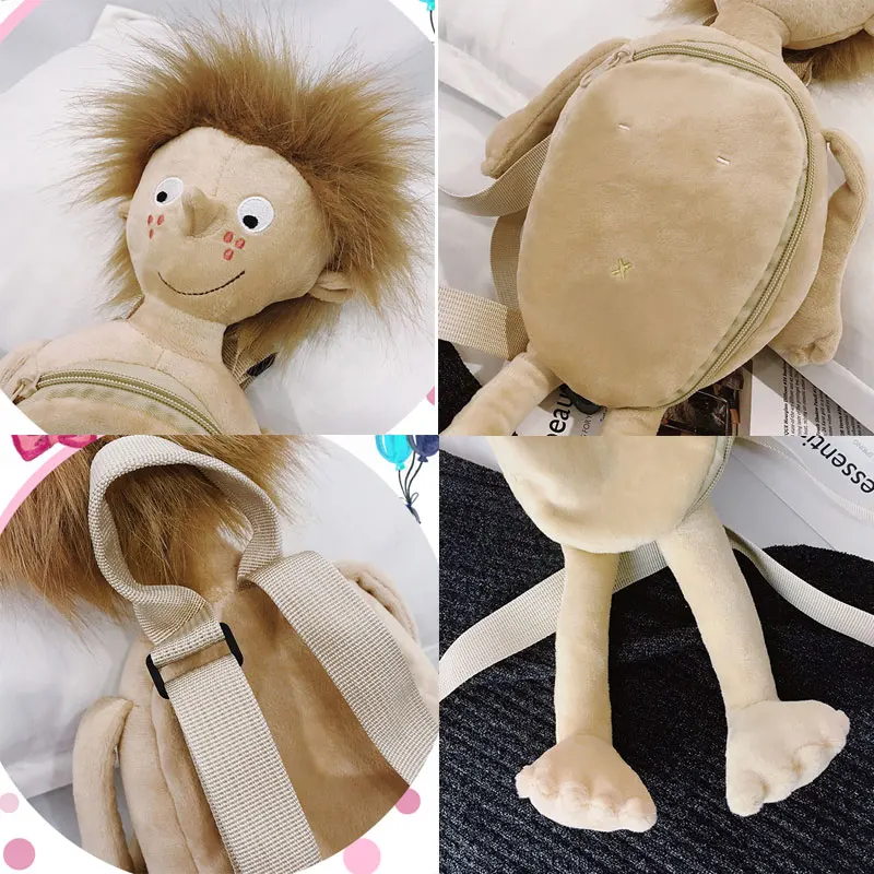 

Women Backpacks Cartoon Funny Cotton Bags Autumn Plush Fashion Chic All-match Backpack Embroidery Kawaii Cute Soft Bag Trendy