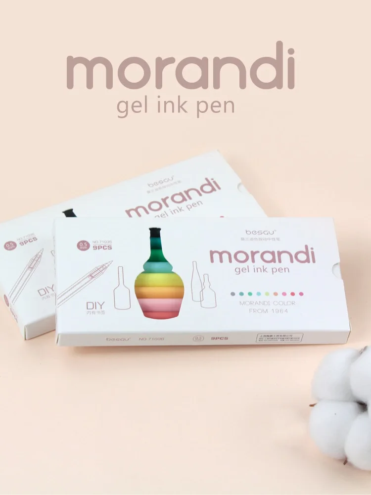 

9pcs/box Morandi Gel Pens Click Type Retractable 0.5mm Fine Point for Marker Liner Drawing Pens for Journaling F6235