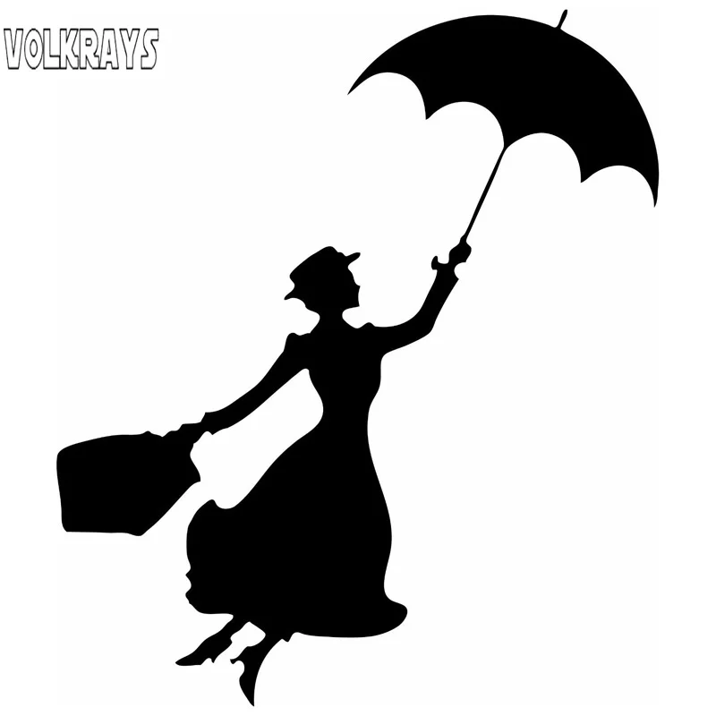 

Volkrays Fashion Car Sticker Mary Poppins Accessories Reflective Waterproof Cover Scratches Vinyl Decal Black/Silver,17cm*14cm