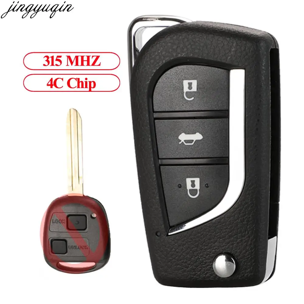 

Jingyuqin Modified Flip Remote Key 315/434MHz 4C 4D66 67 For Toyota Camry Yaris Corolla 89071-05010 Prado RAV4 Kluger 50171 Fob
