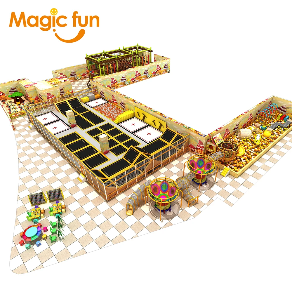 Парк аттракционов MAGIC FUN с индивидуальным дизайном крытый батут сертификация
