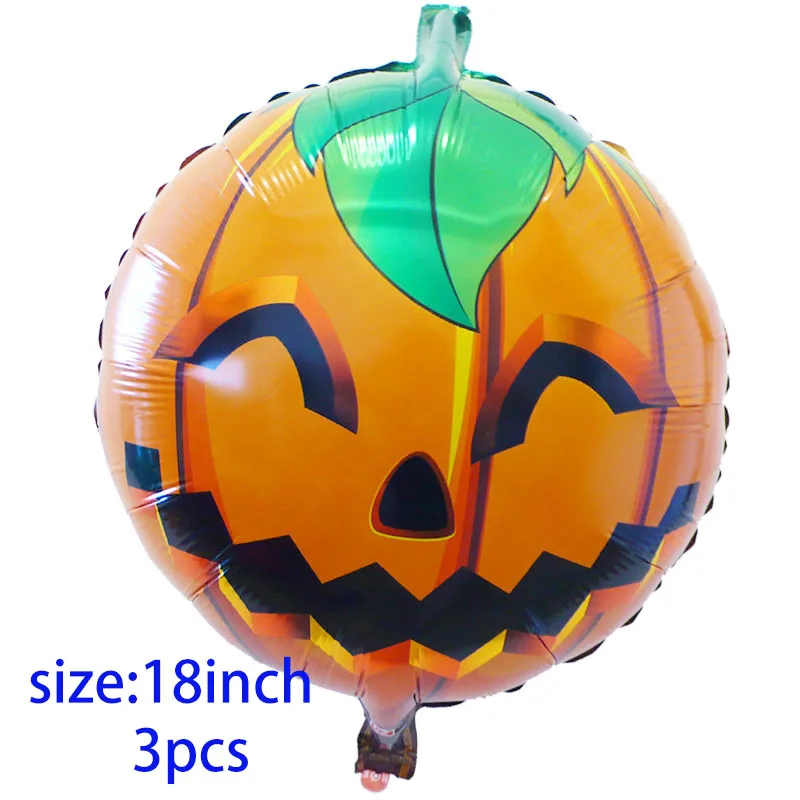 3pcs 18inch round4 10 шт./лот надувные воздушные шары в форме черепа, летучей мыши, тыквы, украшения для Хэллоуина, детские игрушки для Хэллоуина, украшения для дня рождения, латексные шары - Цвет: 3pcs 18inch round4