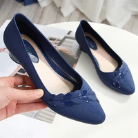 casual fashion low cut pointed toe non slip soft soles single layer shoes mid heel chunky heel wedge jelly fashion closed toe