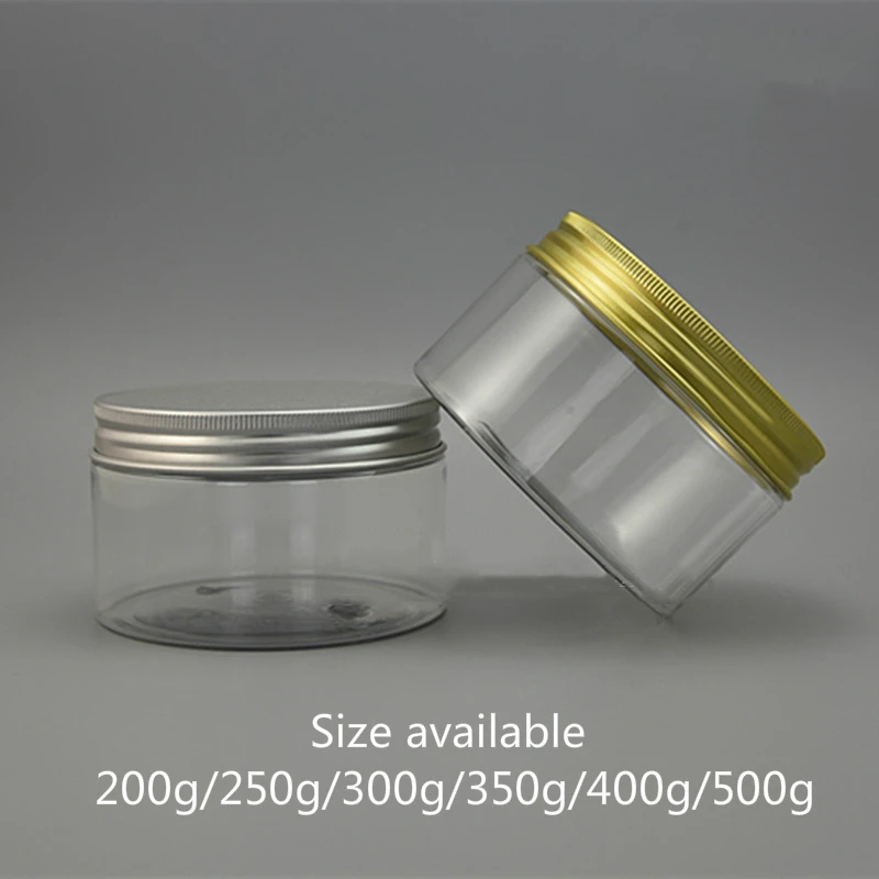 

200g 250g 300g 350g 400g 500g Empty Plastic Jar Cosmetic Container Body Cream Lotion Storage Candy Tea Spice Sugar Clear Bottle