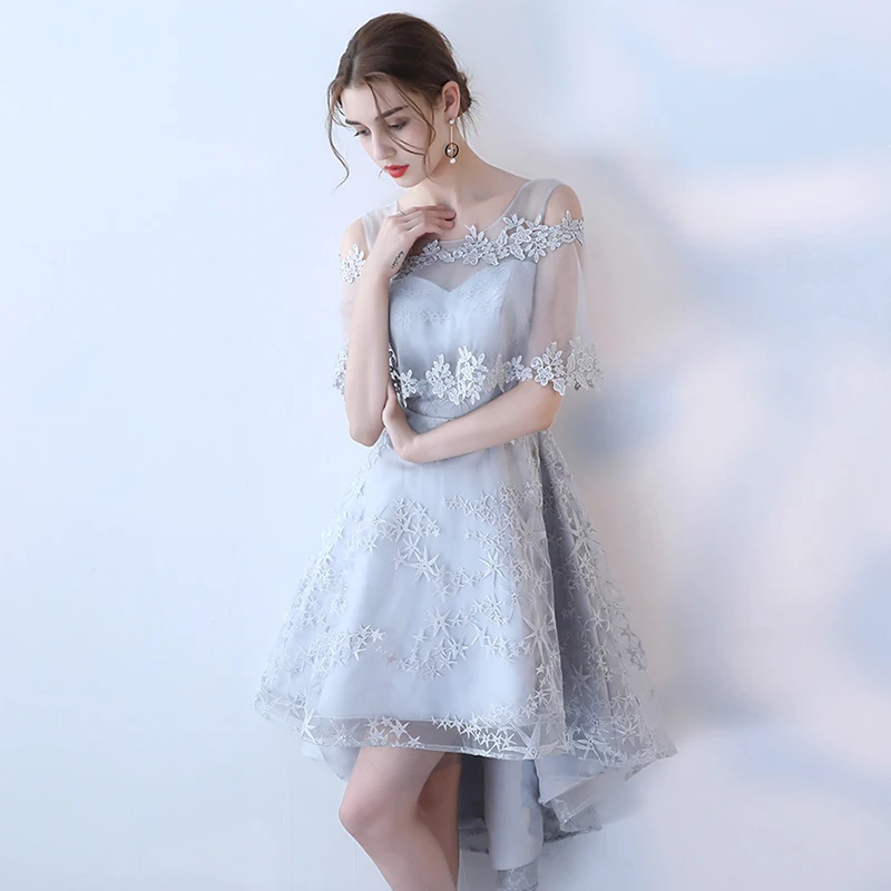 

Elegant Cocktail Dress Round Neck Jacquard fabric Illusion Tea-length Party Formal Dresses Robe De Soiree